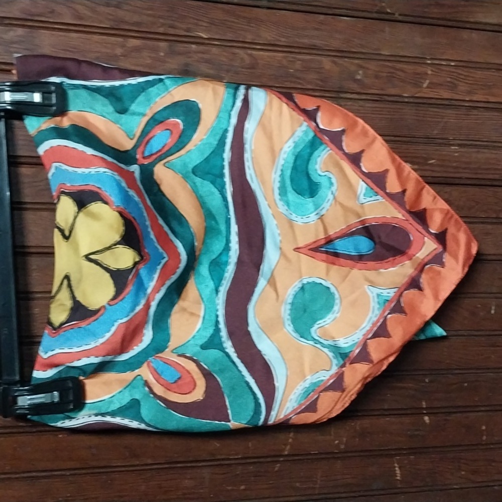 Zara Multicolor Printed Bandana Top - Teal, Orange, Yellow, Burgundy